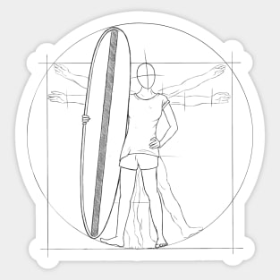 Vitruvian Woman Surfer Girl Sticker